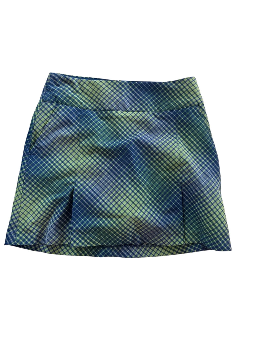 Nike Golf Women’s Plaid Dri-FIT Skort Skirt Green & Blue A-Line With Pockets 2